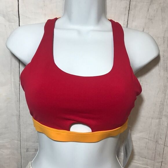 NEW! Fabletics Electra Sports Bra-Red/Yellow-XS - Picture 4 of 8